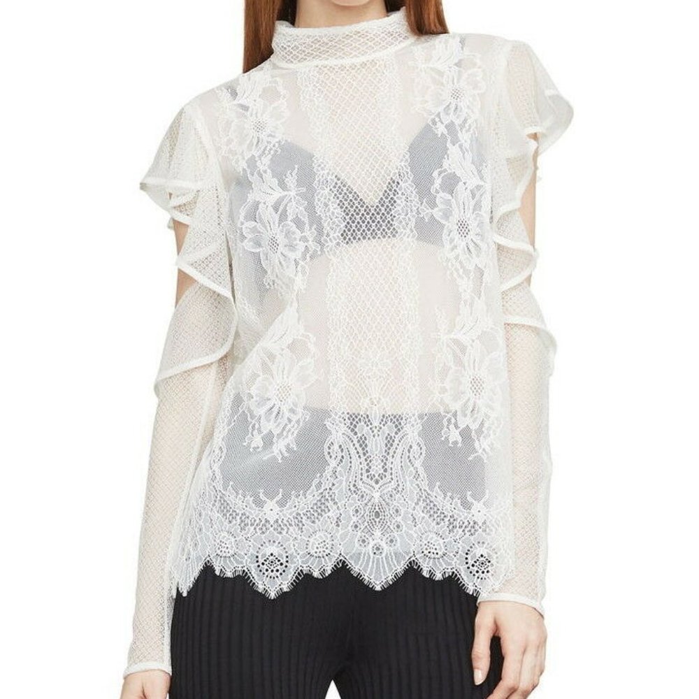 NWT BCBGMAXAZRIA Sabian Cold-Shoulder Lace top